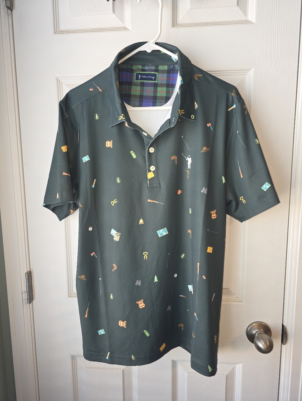 William Murray Golf Happy Glamper Polo Green Stretch Mens SZL Short Sleeve Shirt